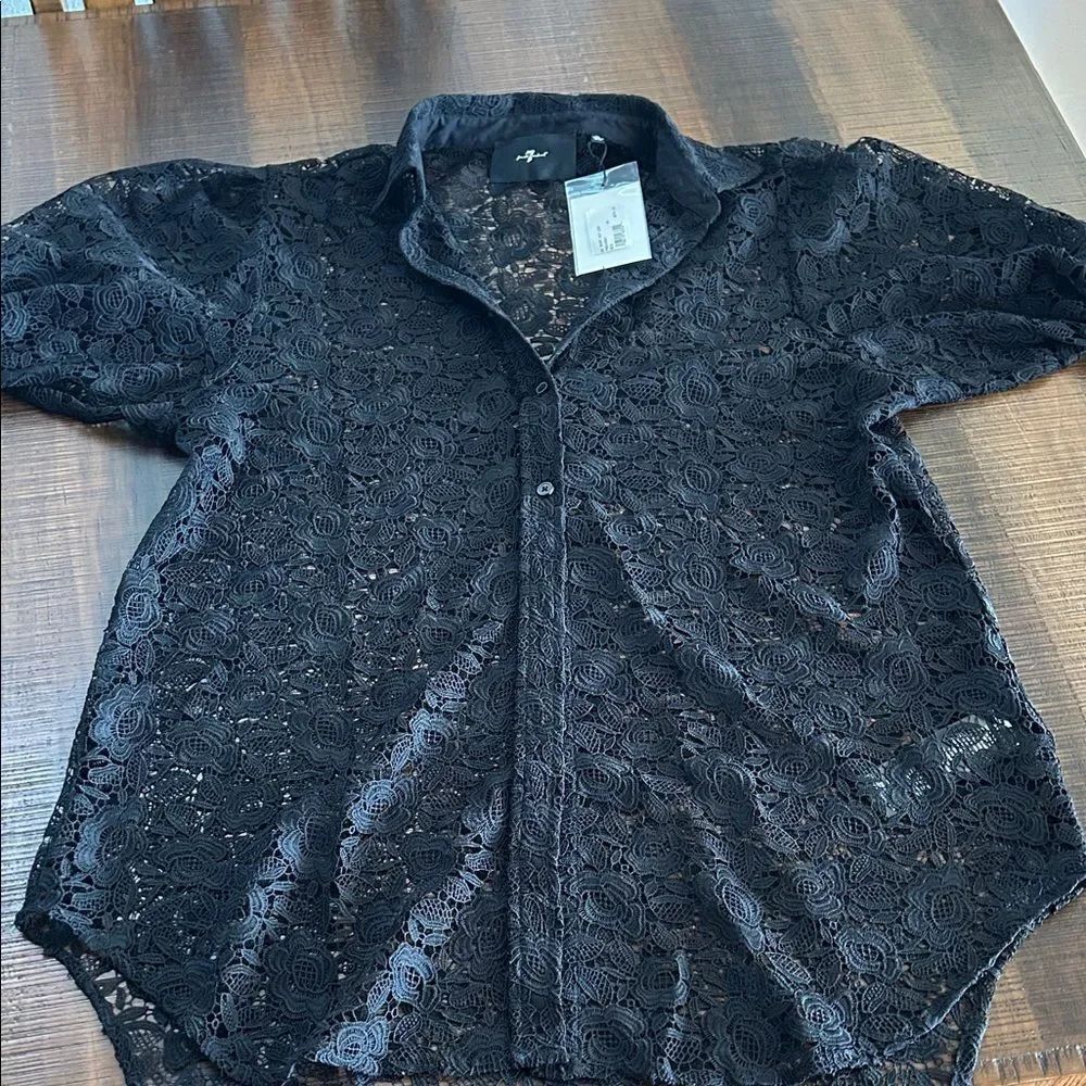 7 For All Mankind Black lace cover up